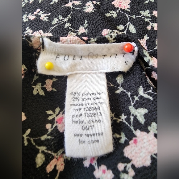 Full Tilt Dress, Girl's Size Small Black Floral Dress - Picture 7 of 7